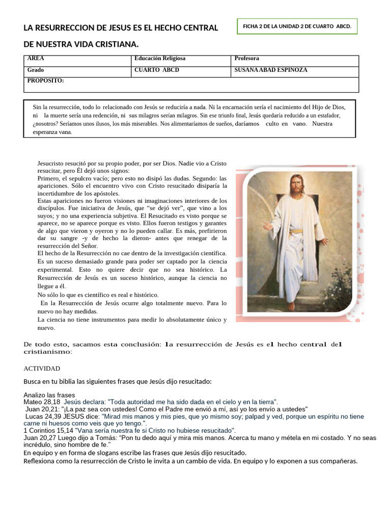 La Resurrección de Jesús: Fe y Vida Cristiana | PDF | La resurrección ...
