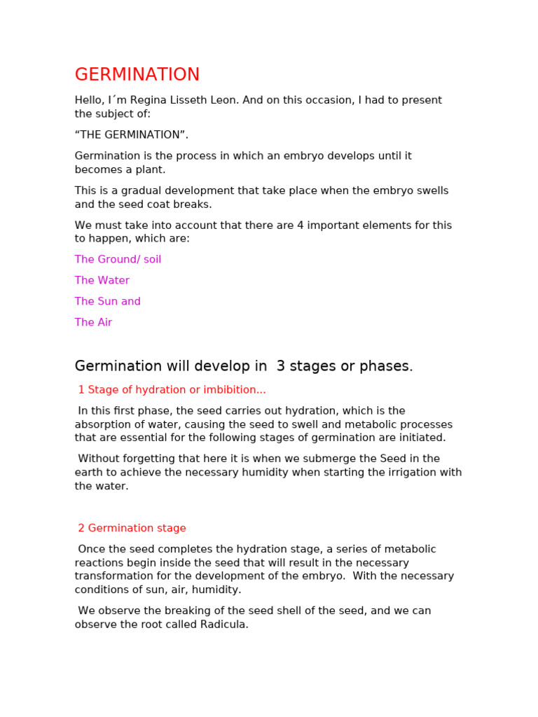 Understanding Seed Germination Process | PDF