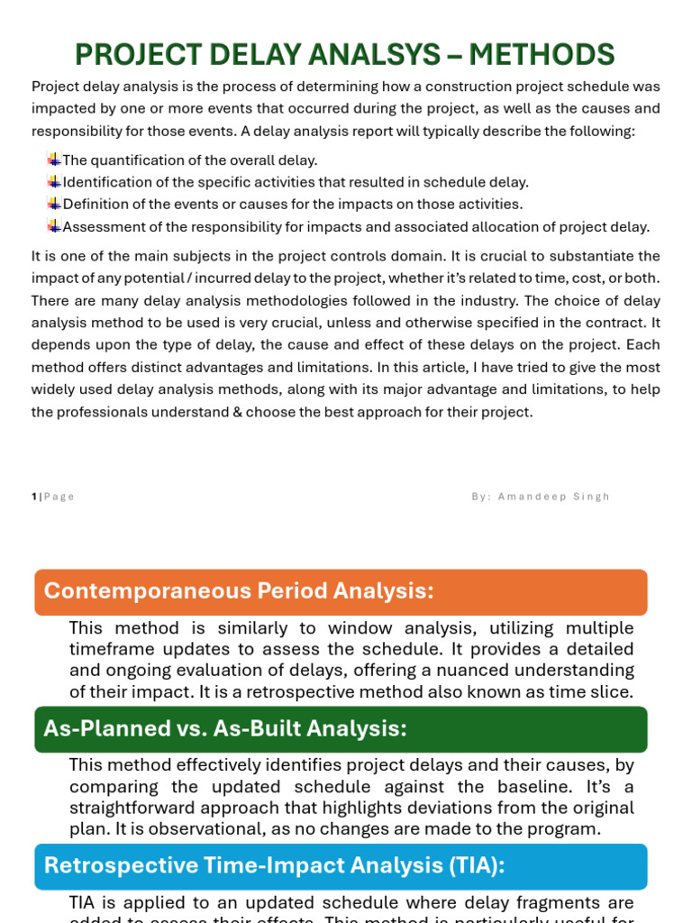 Construction Delay Analysis Methods | PDF | Methodology