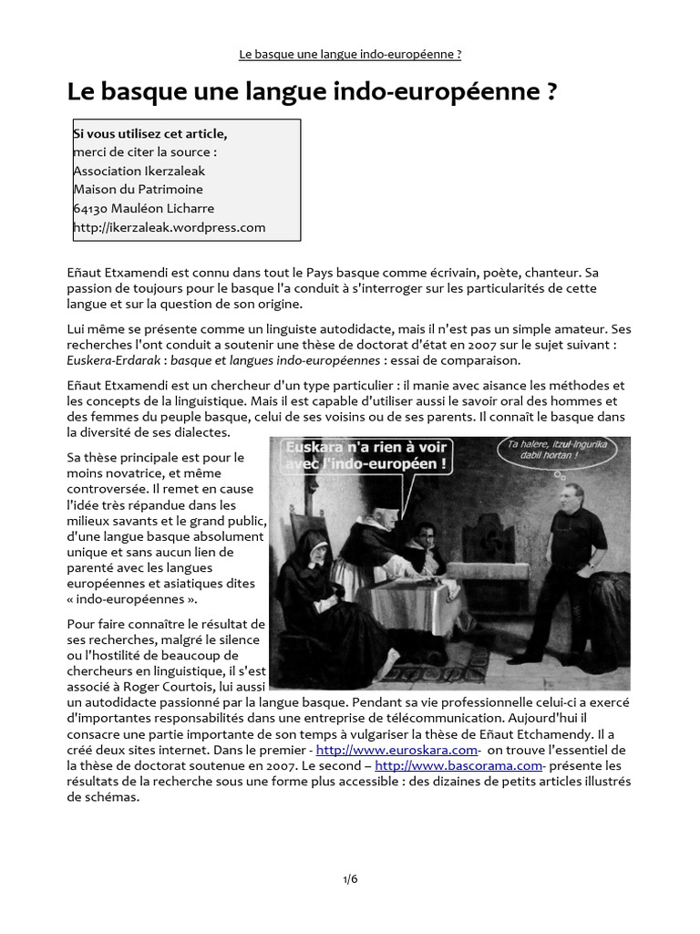 Origines de la langue basque examinées | PDF | sanskrit | Pays basque