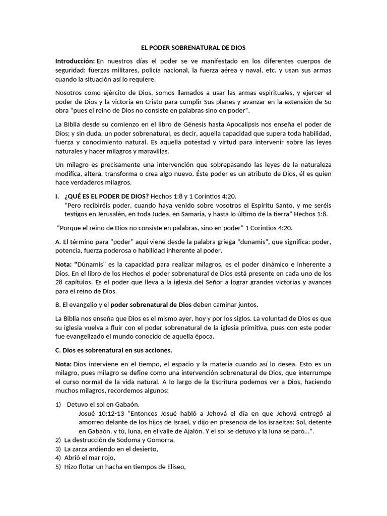 Poder Sobrenatural de Dios en la Iglesia | PDF | Cristo (título ...