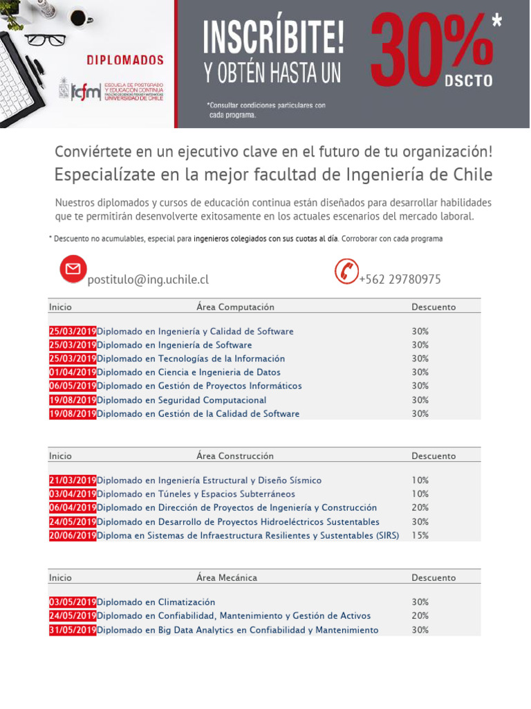 Diplomados FCFM 2019 Dscto-2 | PDF | Minería | Ingeniería