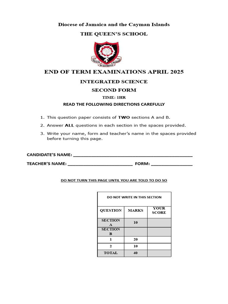 Int Science 2ND Apr Exam 2025 | PDF | Atomic Nucleus | Neutron