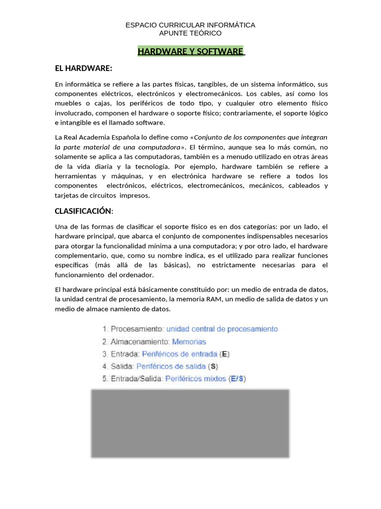 Hardware y Software en Informática | PDF | Hardware de la computadora ...