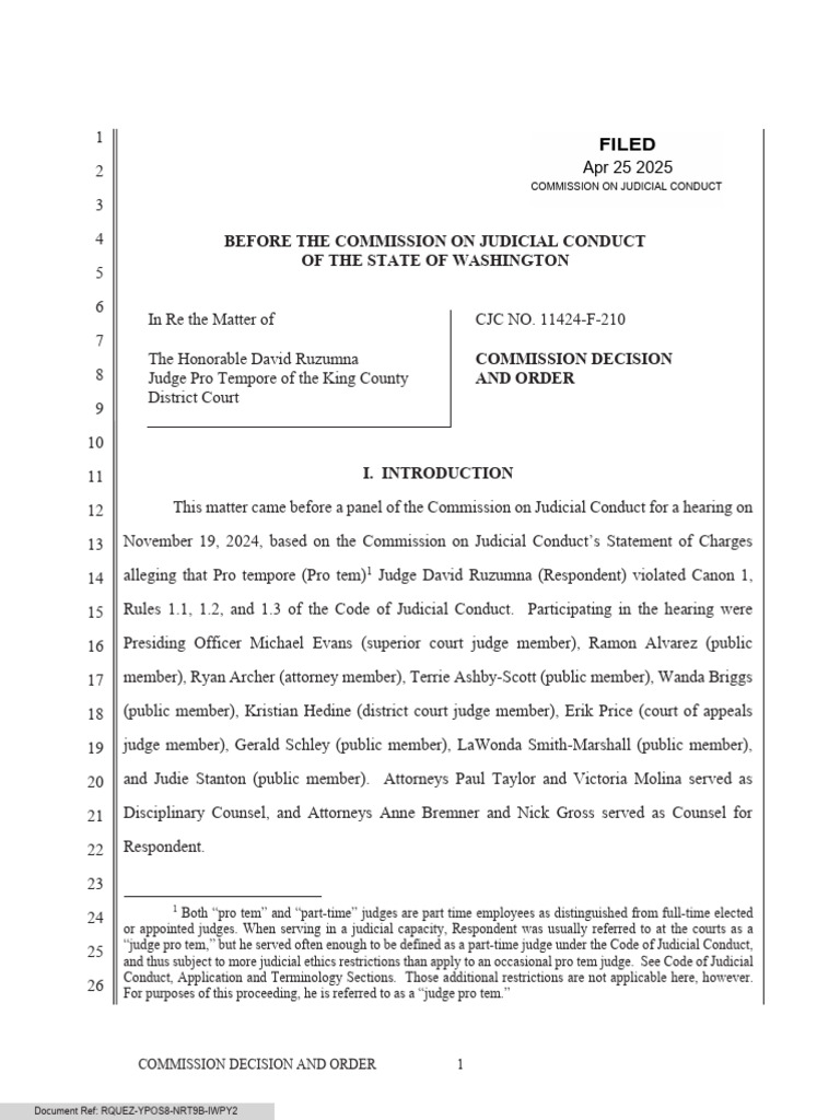 Judge Ruzumna's Ethics Violation Case | PDF | Complaint | Witness