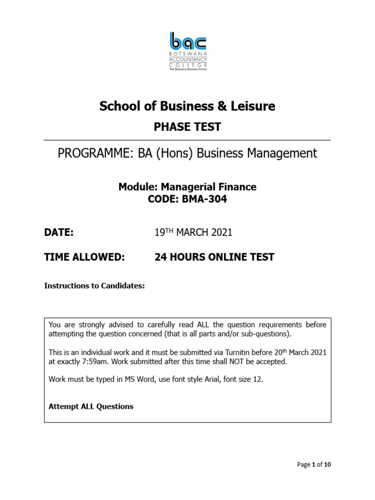 Phase Test-19th March 2021 Answered | PDF | Interest | Revenue
