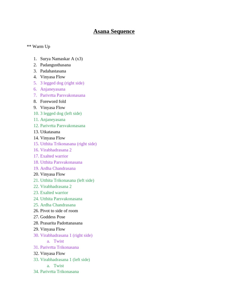 Comprehensive Yoga Asana Sequence | PDF