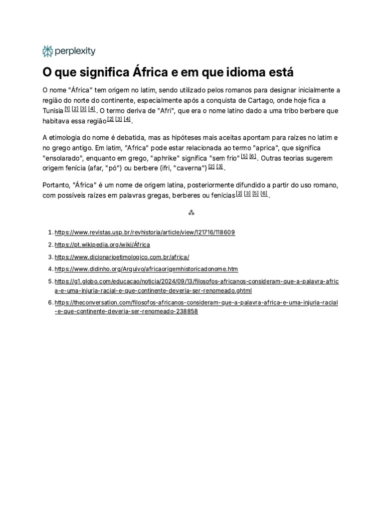 O Que Significa África e em Que Idioma Está | PDF