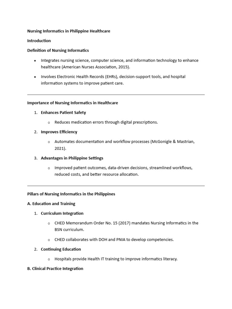 Nursing Informatics in Philippine Healthcare | PDF | Health Informatics ...