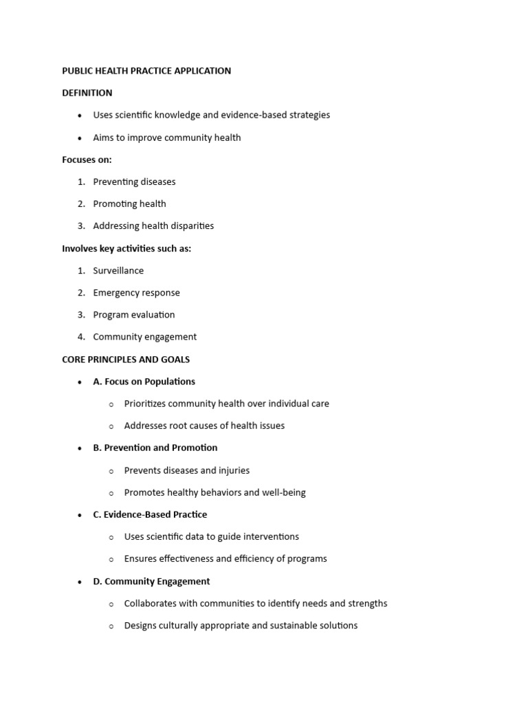 Public Health Practice Overview | PDF | Public Health | Nursing