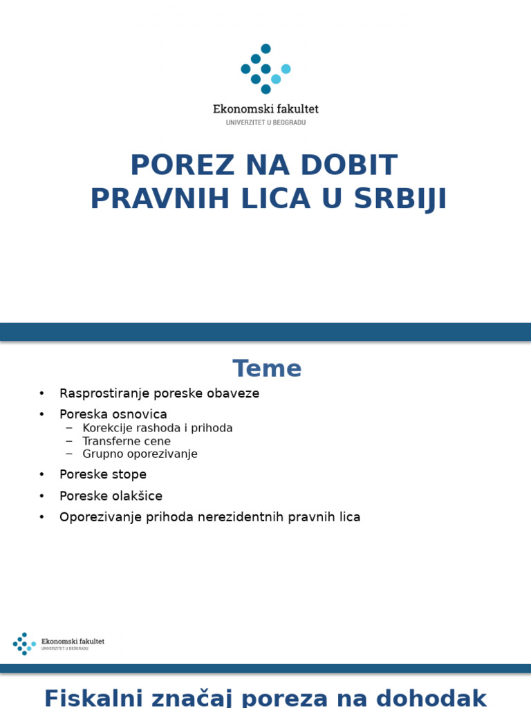 Porez Na Dobit Pravnih Lica U Srbiji Vezbe1 | PDF