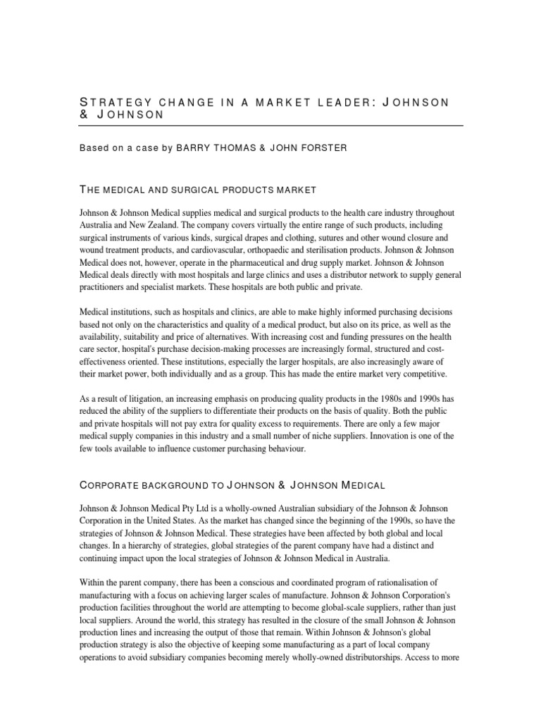 Johnson & Johnson Medical Strategy Overview | PDF | Johnson & Johnson ...