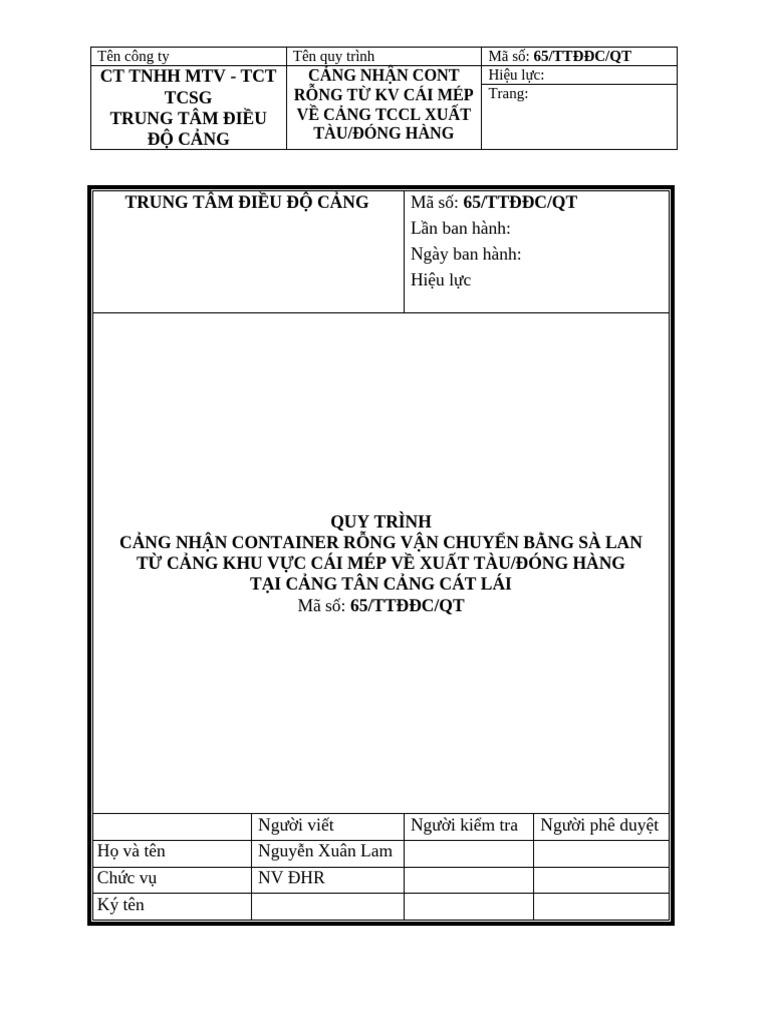Quy Trình Cảng Nhận Cont Rỗng Từ Cái Mép Về TCCL Xuât Tàu Đóng Hàng ...