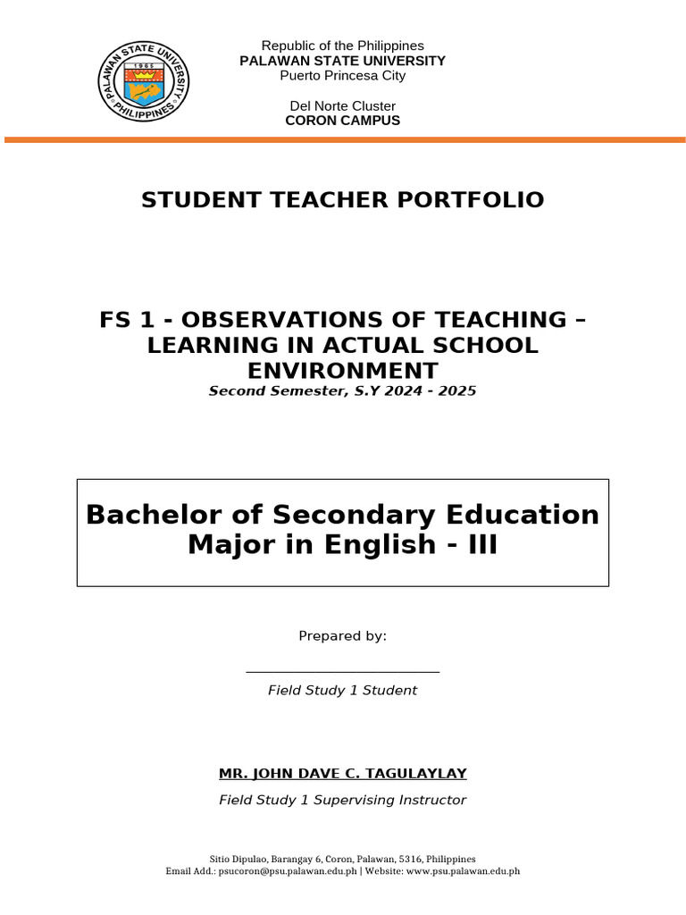 FS-1-PORTFOLIO-FORMAT | PDF | Cognition | Human Communication