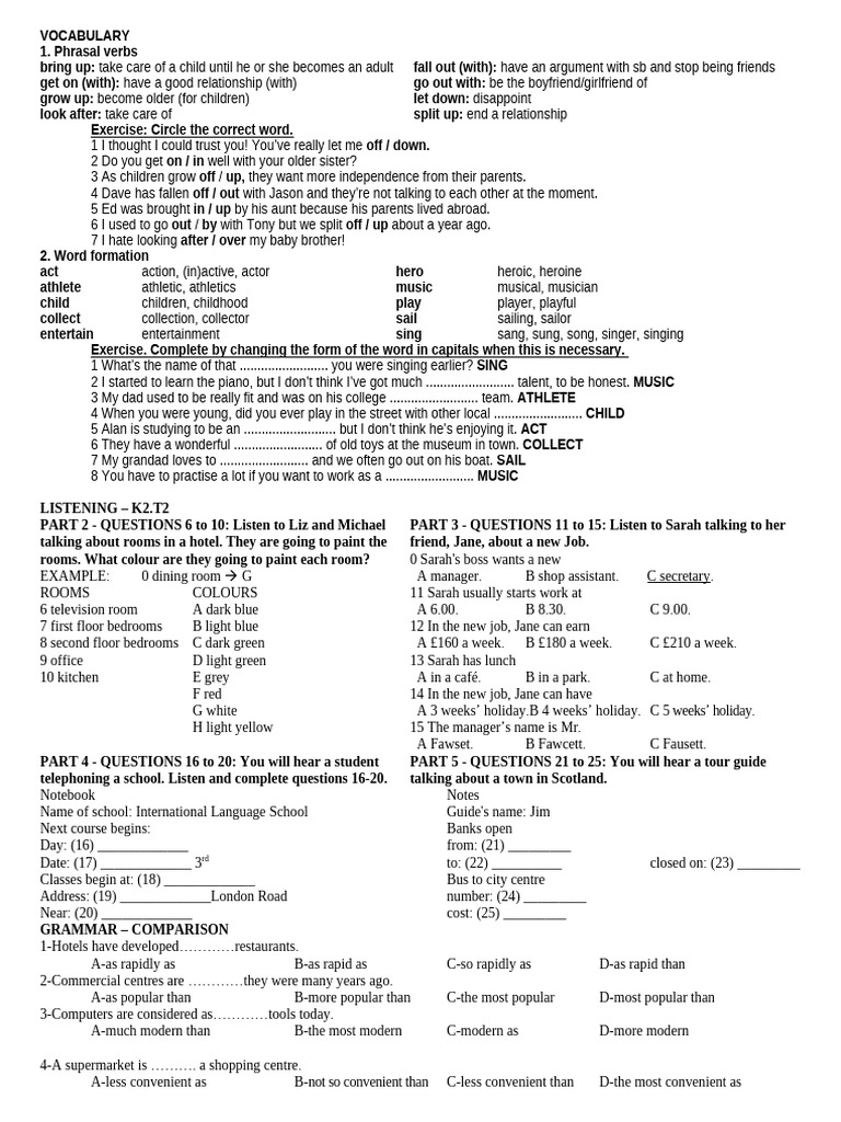 Vocabulary and Grammar Exercises | PDF