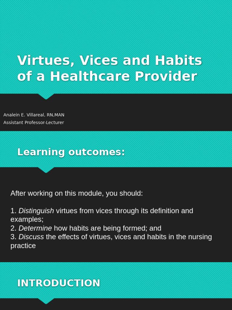 Virtues and Vices in Healthcare Practice | PDF | Habits | Virtue