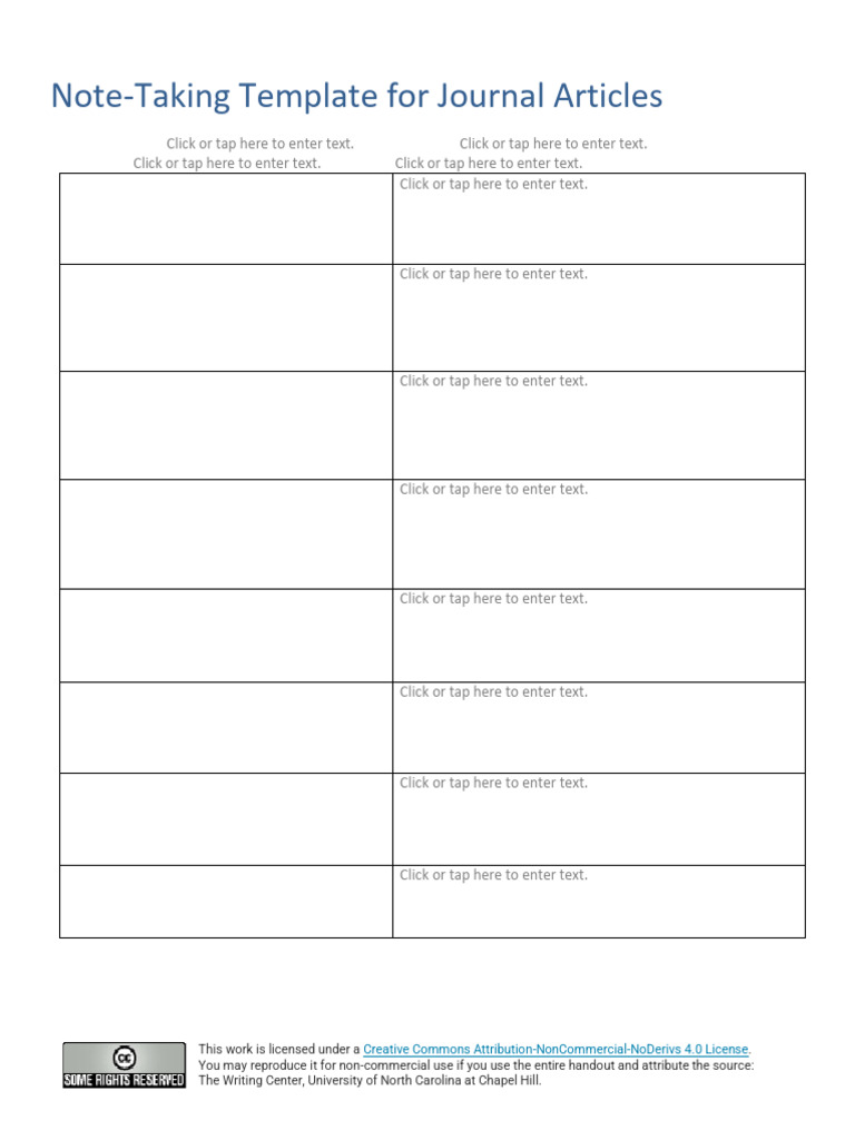 Note Taking Template For Journal Articles | PDF