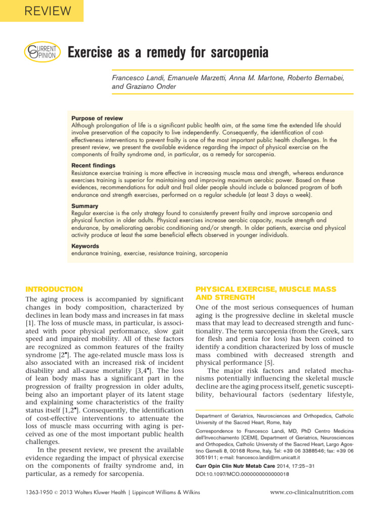 Exercise as a Solution for Sarcopenia | PDF | Strength Training ...