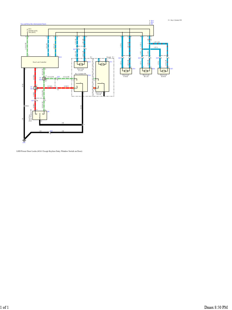 Power Door Locks (4JA1 Except Keyless Entry Window Switch On Door ...