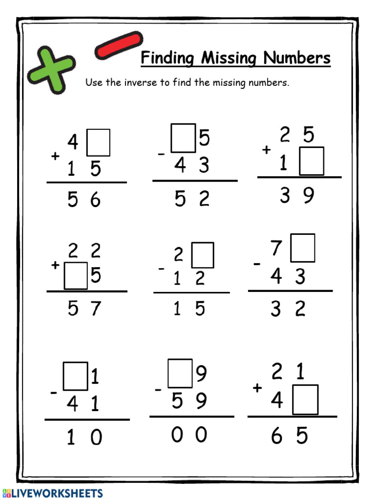 Finding Missing Numbers: Use The Inverse To Find The Missing Numbers | PDF