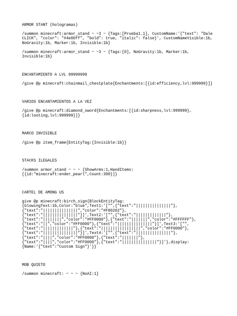 Minecraft Command Copy-Paste Guide | PDF