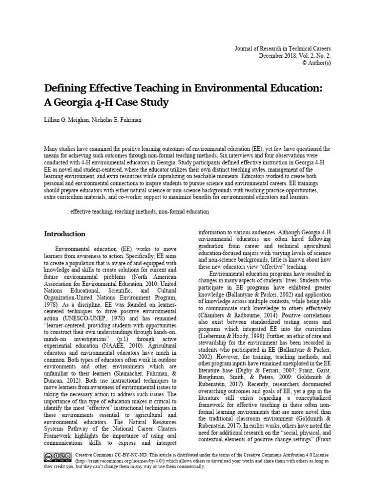 Effective Teaching in Environmental Education | PDF | Teachers | Learning