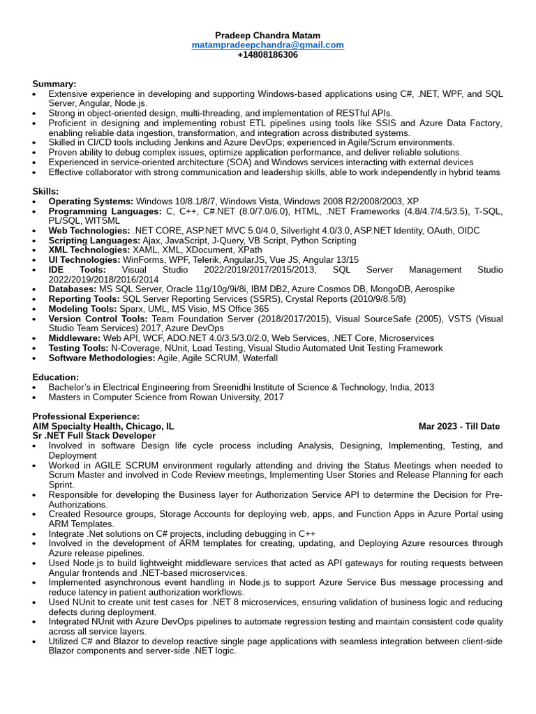 Pradeep Matam: .NET Full Stack Developer | PDF | Ajax (Programming) | J ...