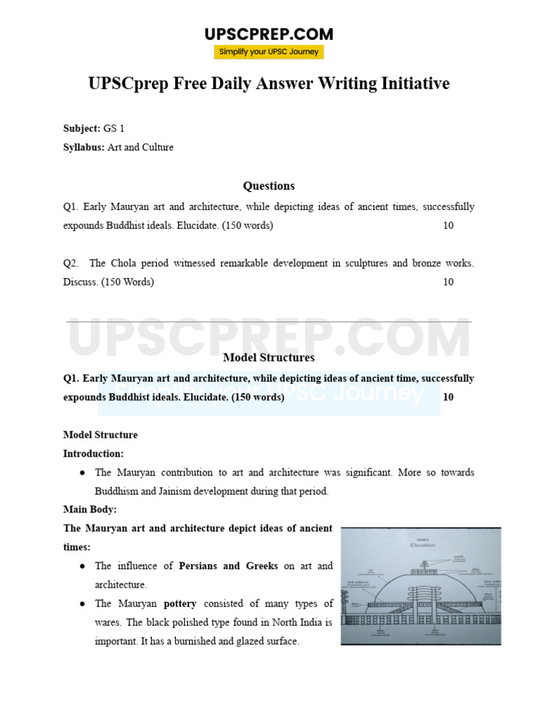 UPSC GS 1: Mauryan & Chola Art Insights | PDF