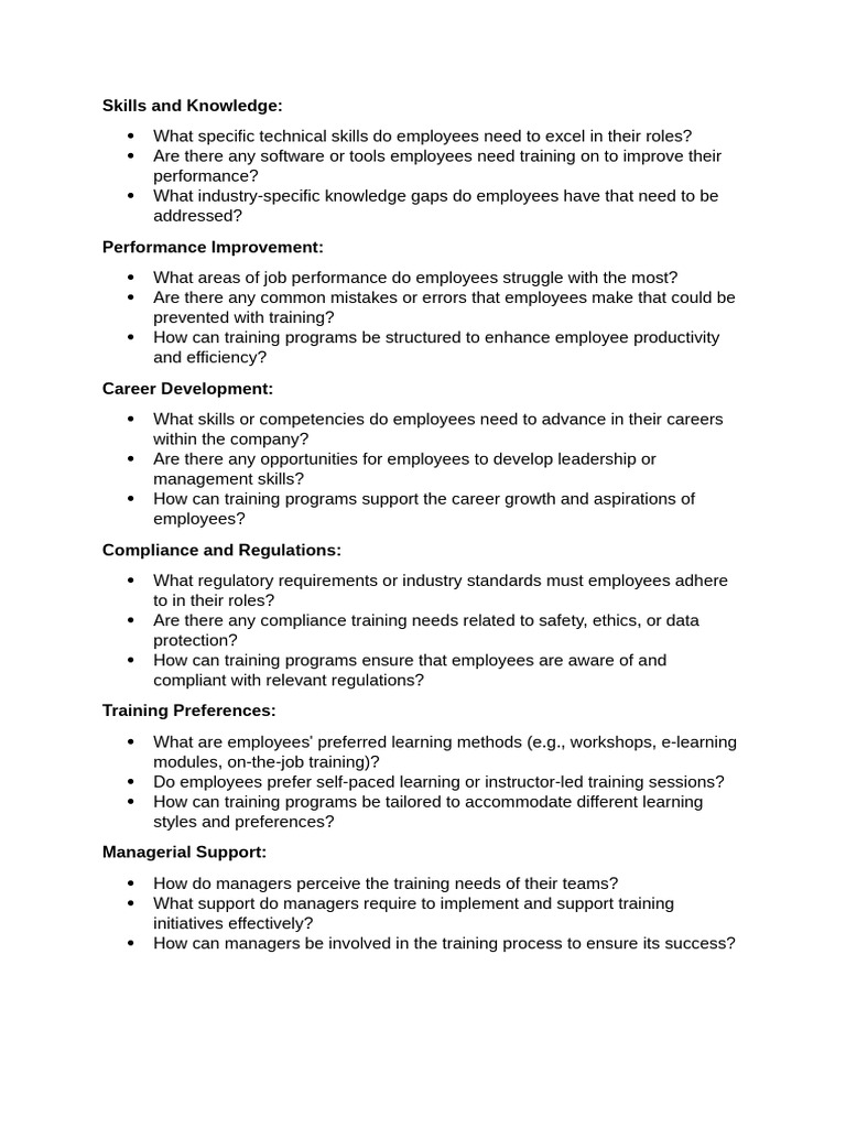 Employee Training Needs Assessment Guide | PDF