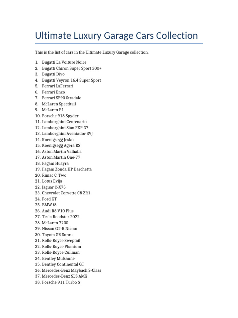 Rootlieb Inc.'s Luxury Car Collection | PDF | Ferrari | Sports Car Racing