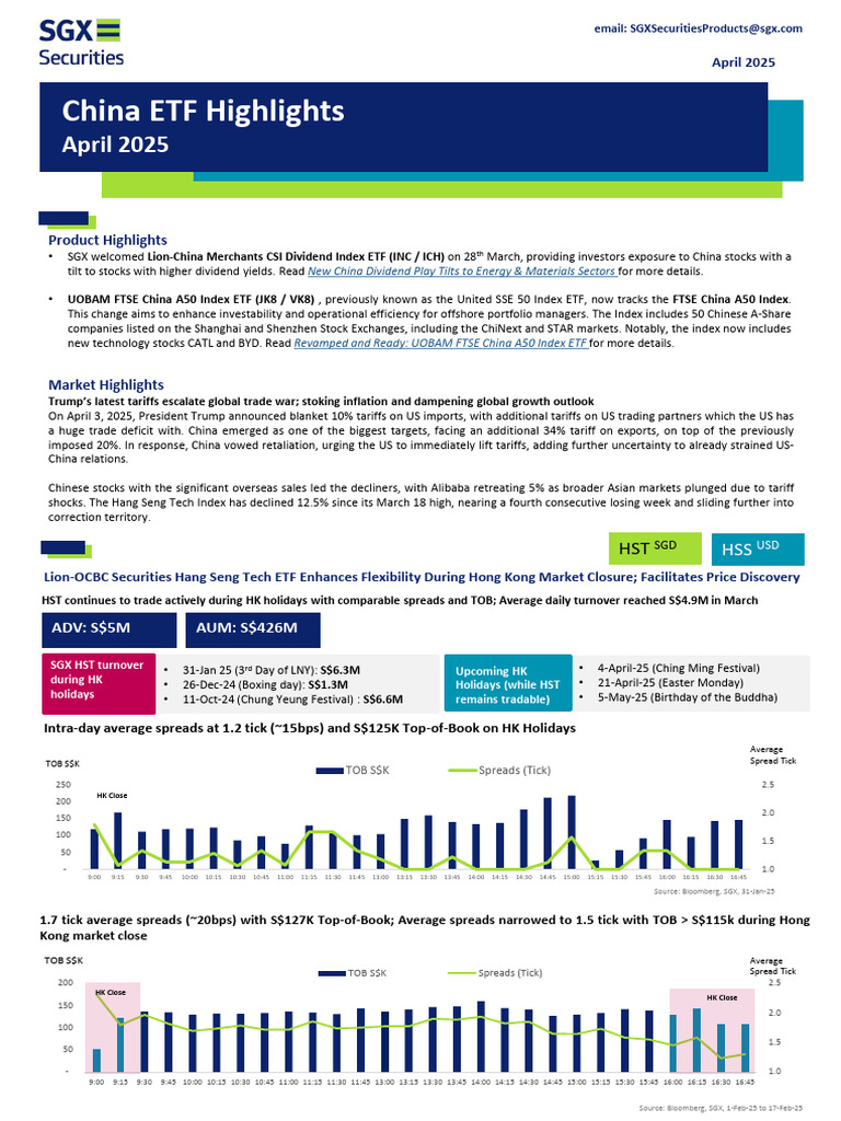 SGX China ETF Highlights April 2025 | PDF | Exchange Traded Fund ...