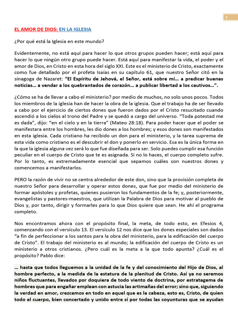 2 - El Amor de Dios en La Iglesia | PDF | Cristo (título) | Jesús