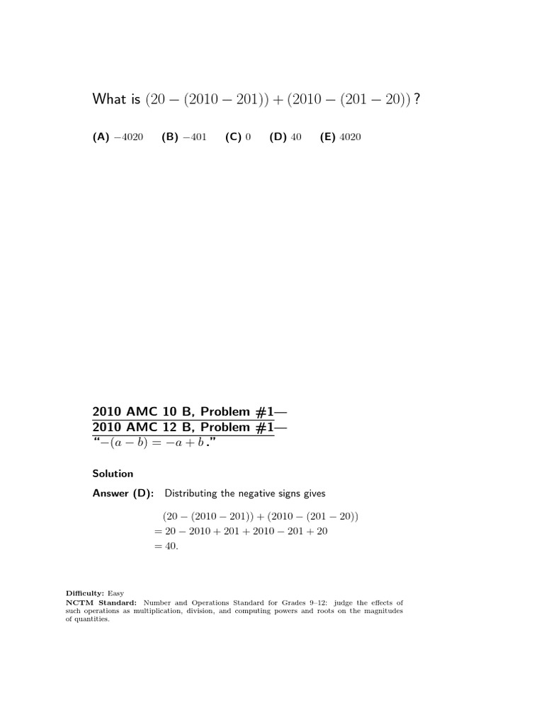 2010 AMC 10 B Problem Solutions | PDF | Tetrahedron | Area