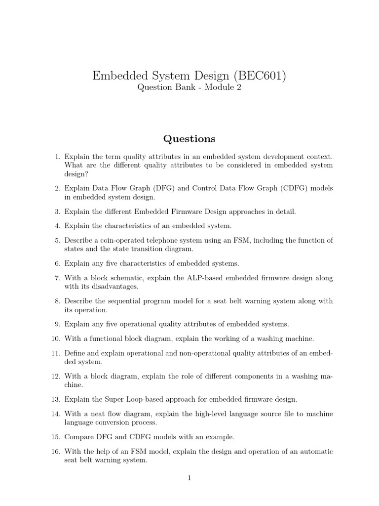BEC601 Embedded System Design Questions | PDF | Computing