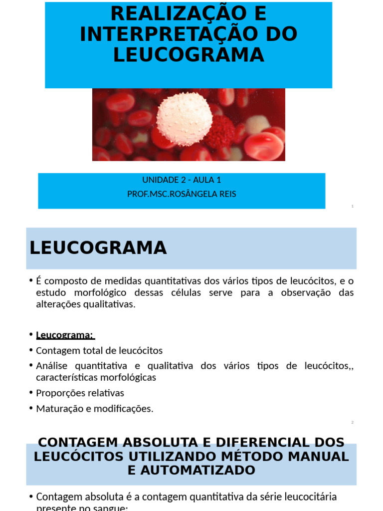 Unidade 2 Aula 1-Realização e Interpretação Do Leucograma | PDF ...