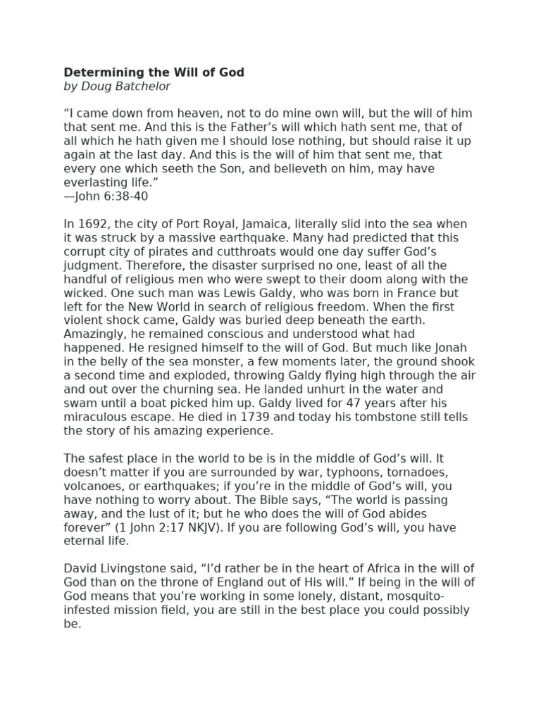 Determining The Will of God - EN | PDF | Religious Belief And Doctrine