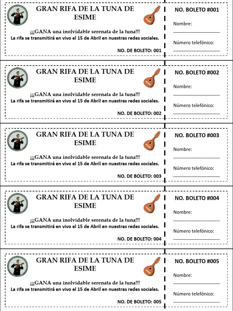 Rifa de Serenata de la Tuna ESIME | PDF