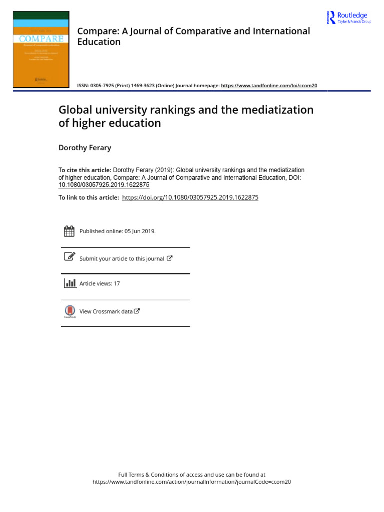 Global University Rankings and The Mediatization of Higher Education ...