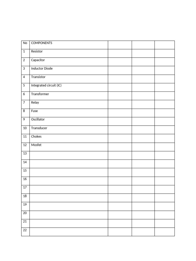 Essential Electronic Components List | PDF