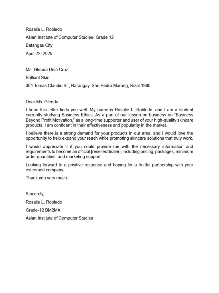 Letter For A Ceo Pdf