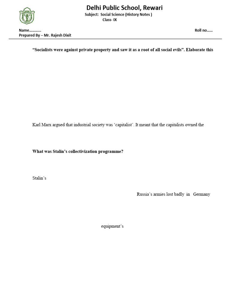 Russian Revolution: Class 9 Notes | PDF | Russian Empire | Vladimir Lenin