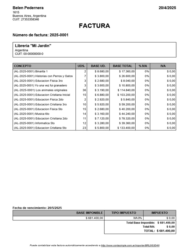 Factura_2025-0001 | PDF | Aprendizaje