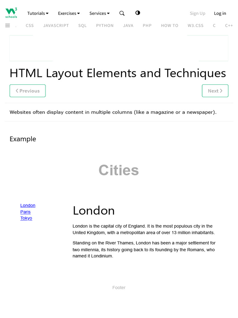 HTML Layout Elements and Techniques | PDF | Html | Bootstrap (Front End ...