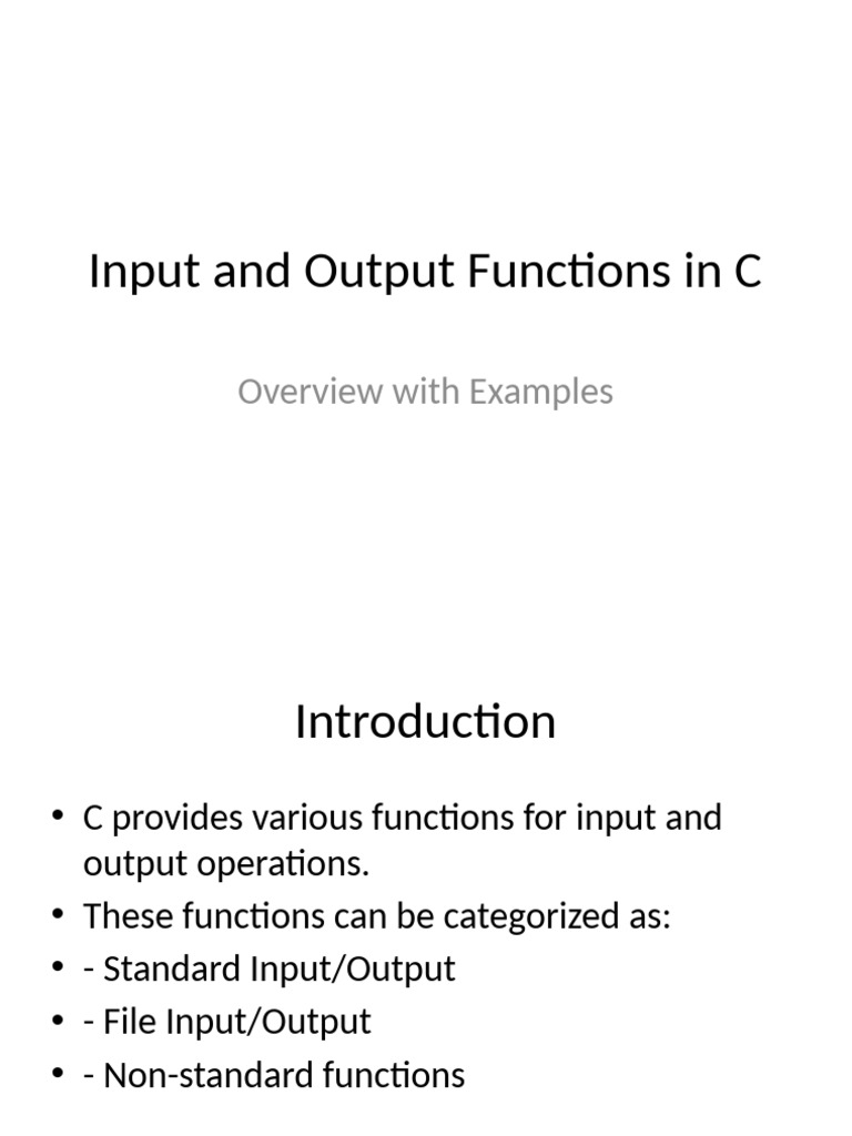 9 Input and Output Functions in C | PDF
