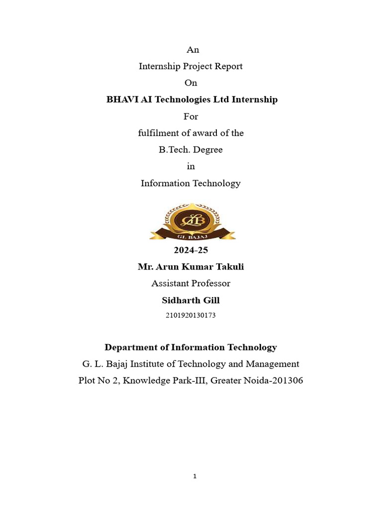 Bhavi AI Internship Project Report | PDF | Cloud Computing | Machine ...