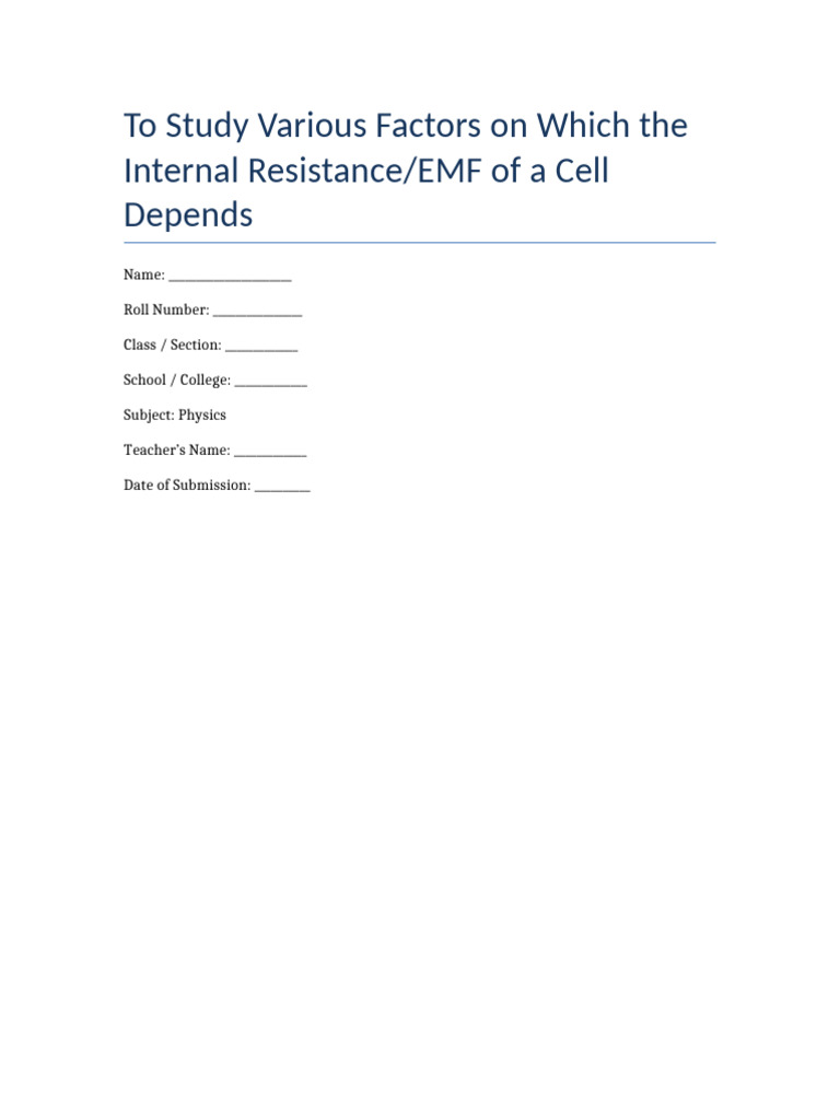 EMF and Internal Resistance Study | PDF | Voltage | Physical Quantities