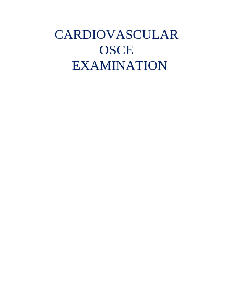 Cardiovascular OSCE Examination Guide | PDF | Heart Valve | Heart