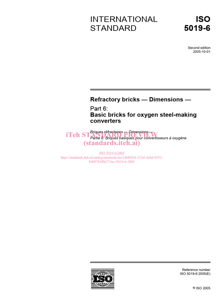 ISO-5019-6-2005-Refractory bricks — Dimensions —Part 6 Basic bricks for ...