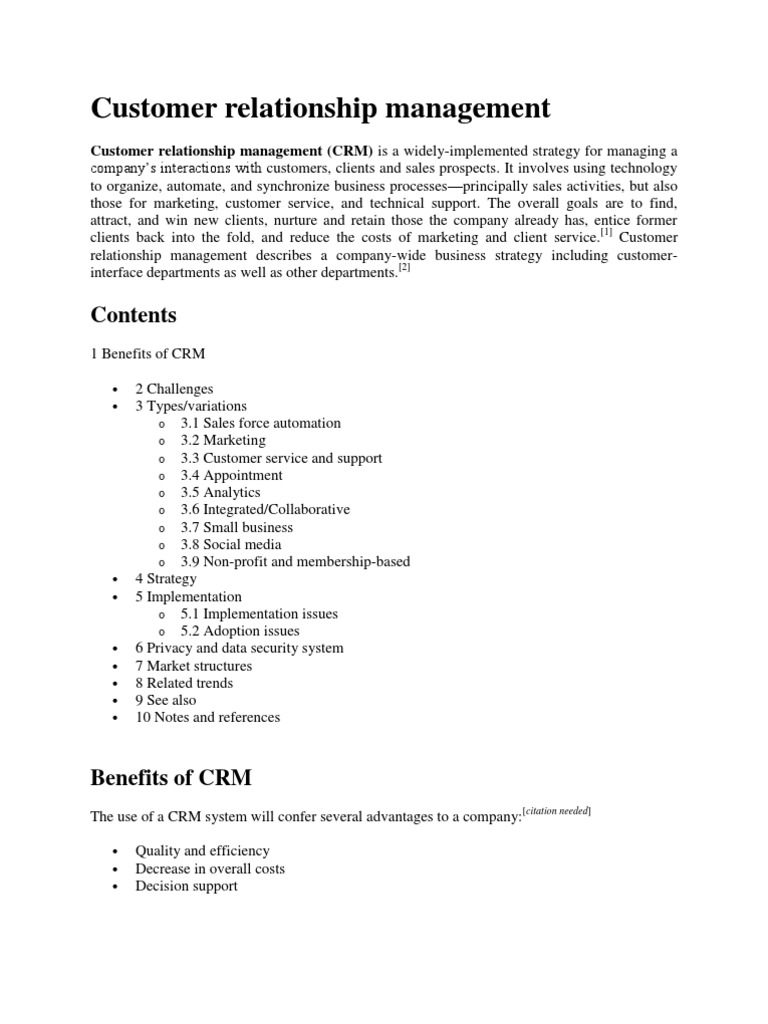 Overview of Customer Relationship Management | PDF | Customer ...