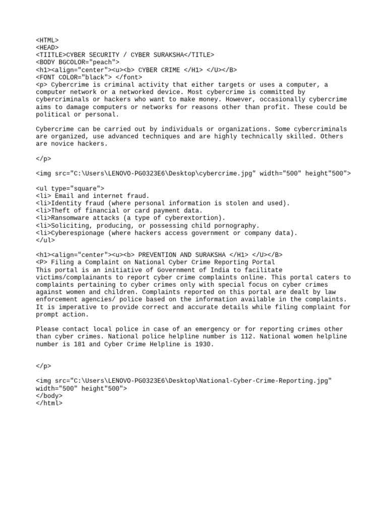 Cybercrime Webpage Code | PDF